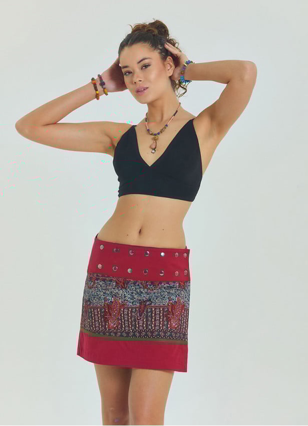 Lace Up Open Back Adjustable Black Crop Blouse 4649